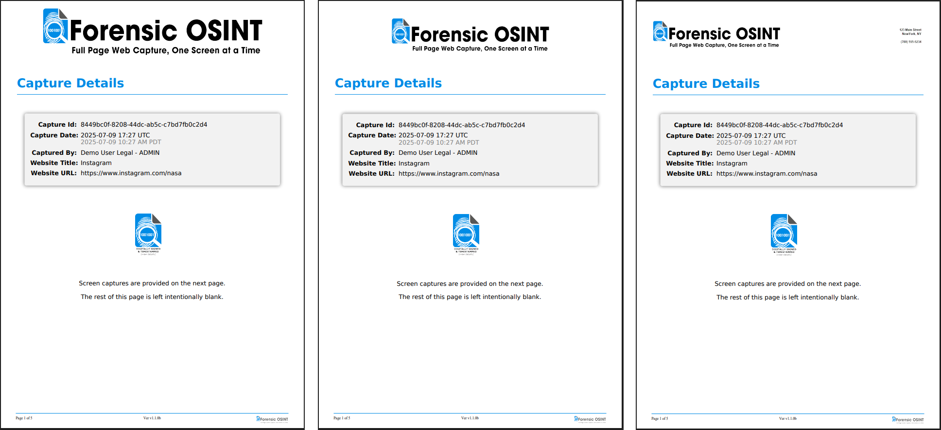 Click to view larger image PDF page comparison with three different banner styles