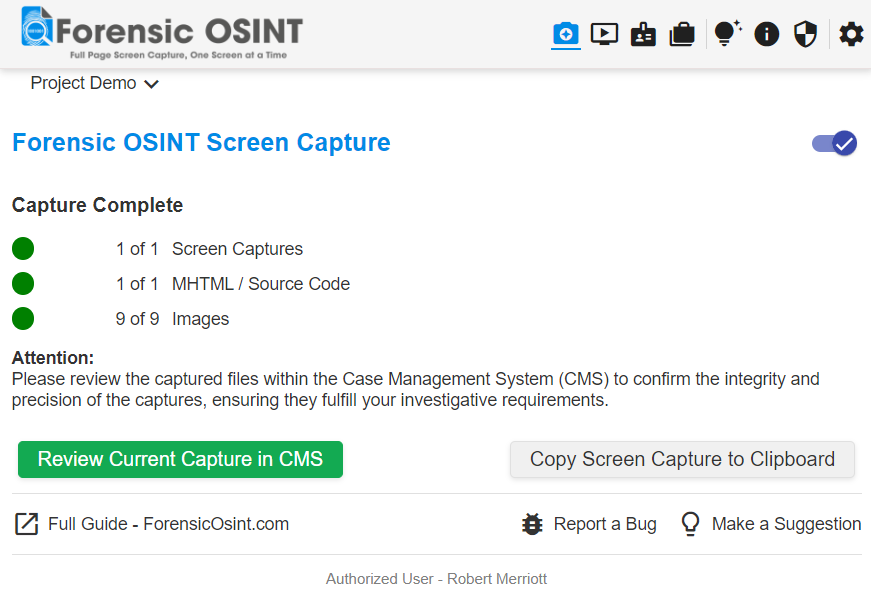 Click to view larger image Verify Capture in CMS