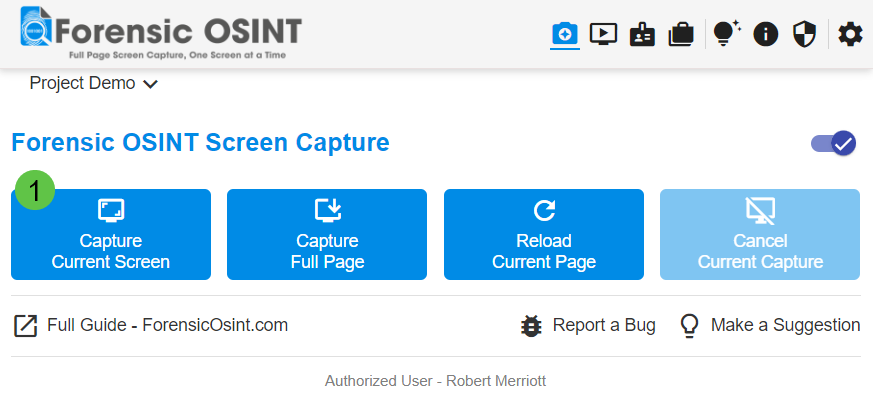 Click to view larger image Capture Current Screen with Forensic OSINT