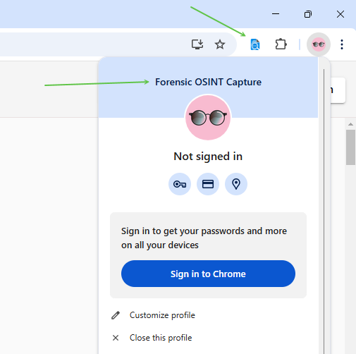 Click to view larger image Dedicated Chrome Profile for Forensic OSINT