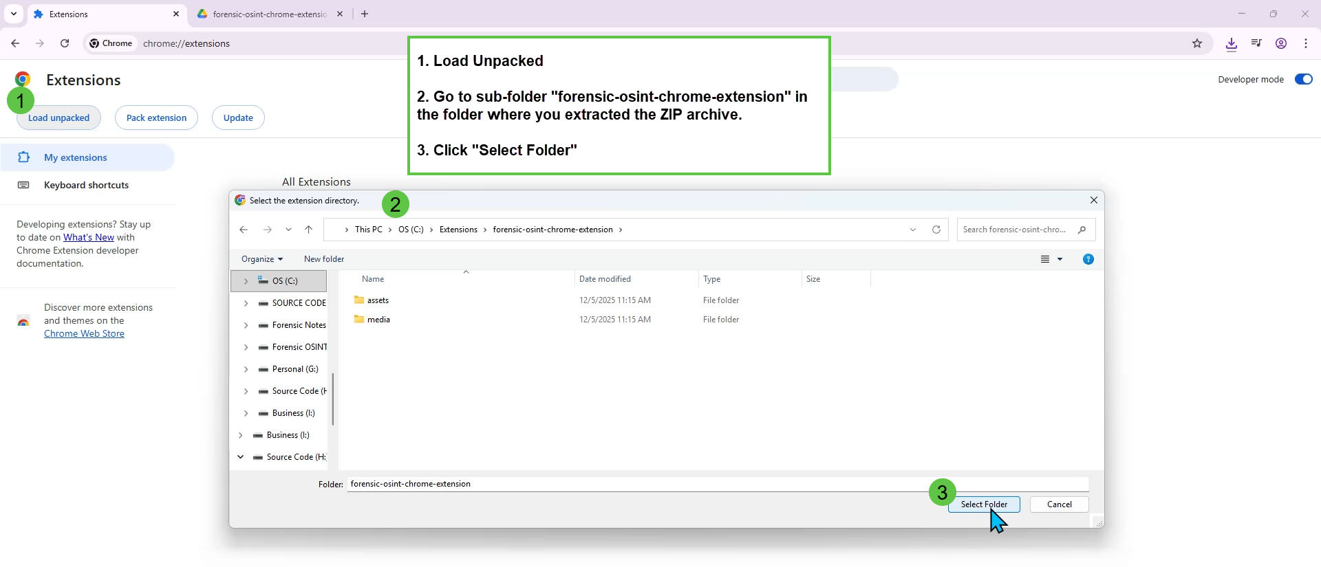 Load unpacked extension