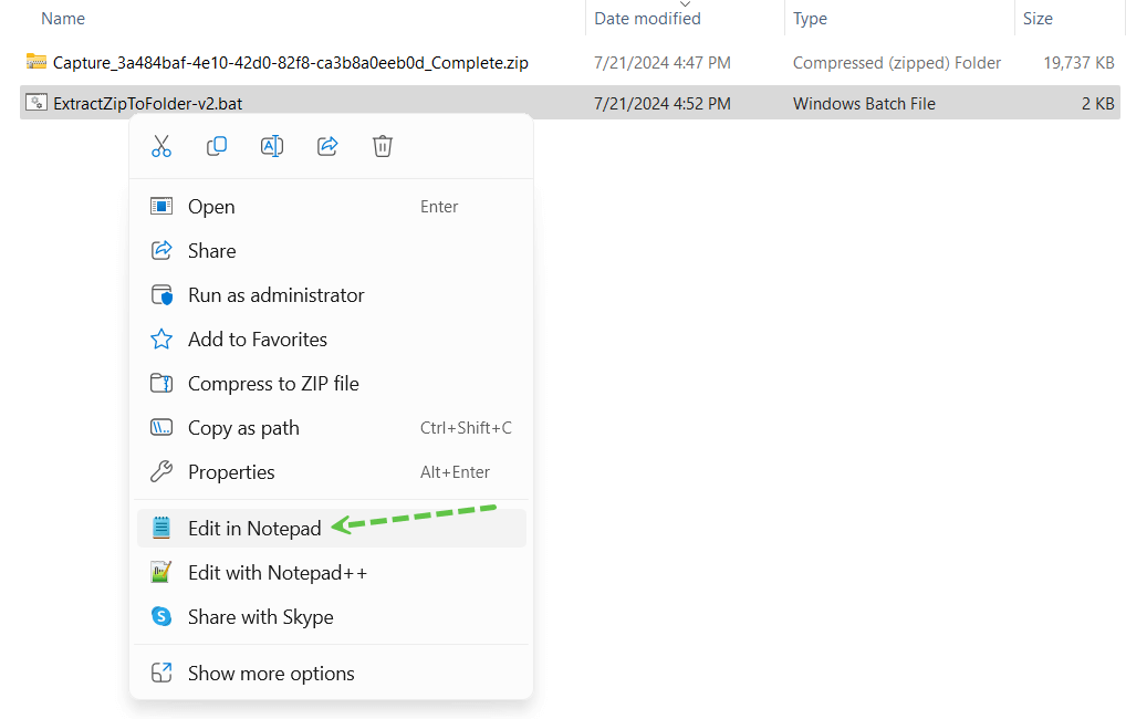 Open BAT in Notepad